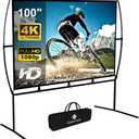 Projector Screen with Stand Foldable Portable Movie Screen169, HD 4K Double Sided Indoor Outdoor Projection Screen for Home Theater (100 Inch)