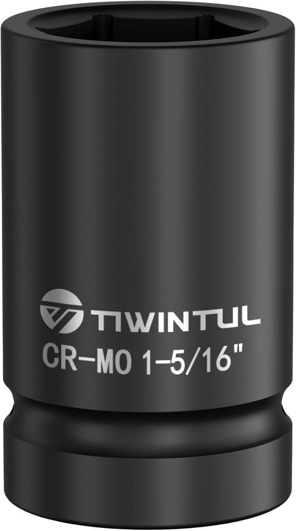 1-5/16" Impact Socket 1" Drive, 6 Point Design, CR-MO Axle Nut Socket, ANSI Certified, Heavy Duty Socket 1 Inch Drive for Truck, Trailer, Industrial & Fleet Maintenance