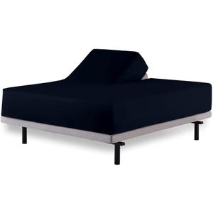 Cottington Lane 1 Piece Split Head Flex King Size Fitted Sheet Only, Premium Hotel Quality Brushed Microfiber Adjustable Bed Bottom Sheet 34" Down from Top, Ultra Soft, Breathable & Durable,Navy Blue