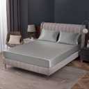 Homiest Light Grey Satin Fitted Sheet King Size, Deep Pocket, Luxury & Ultra Soft Bedding