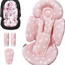 TinlyFinly Newborn Car Seat Insert, Head and Body Support, Reversible Infant Insert Compatible with Baby Carseat, Stroller, Mamaroo Swing, Rocker, Bouncer. Baby Car Seat Cushion - Pink Floral