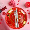3 x Whaline 40Pcs Valentine's Paper Plates Gold Foil Love Heart Round Disposable Plates 9 Inch Red Decorative Tableware for Valentine's Day Anniversary Birthday Party Supplies
