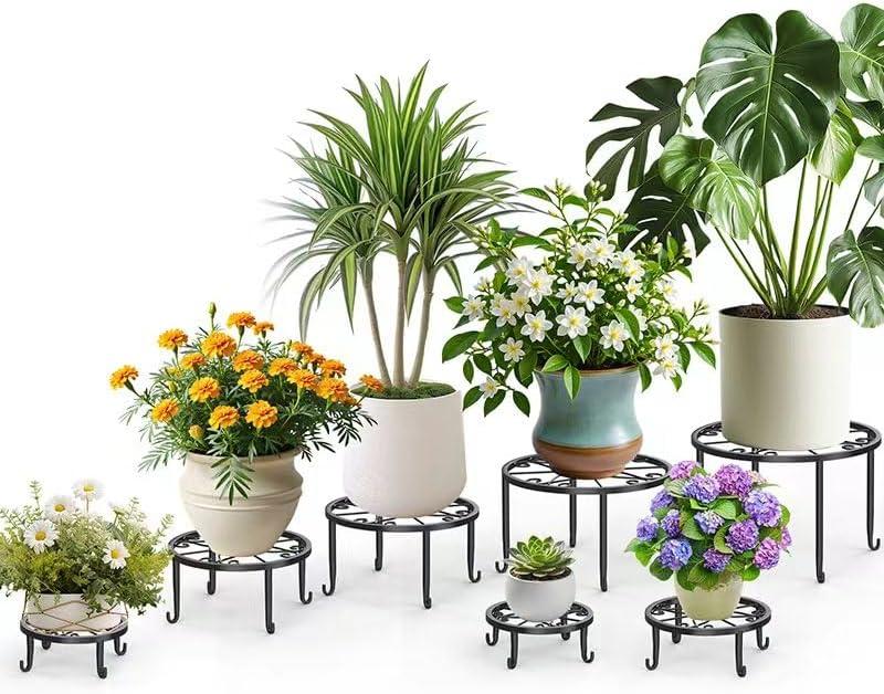 7 Pack Metal Plant Stands, Anti-Rust Plant Holder Outdoor Flower Pot Stands, Indoor Plant Stands for Patio, Heavy Duty Plant Shelf Multiple Plant Display for Home, Garden
