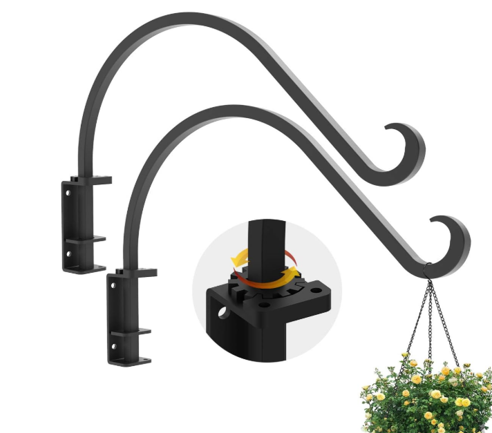 Foozet Swivel Plant Hanger for Hanging Plant, Plant Hanging Holder,Heavy Duty Black Iron Plant Hanger Brackets for Hanging Planters and Flowers Baskets Planter Outdoor (2 Pcs12 Inches)
