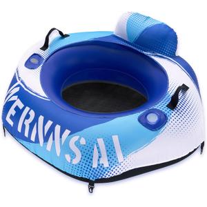 WERNNSAI 52 Heavy Duty River Tube with Canvas Cover Large Pool Floats Adults Hexagon Inflatable Water Tubes Tubing River Raft Lounge Chair with Cup Holders Backrest Grab Handles