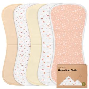 Organic Burp Cloths Baby Boy & Girl - 5-Pack Super Absorbent Cotton Burping Cloths for Babies, Soft & Plush Newborn Spit Up Rags, Infant Towels for Milk Spit Up, Unisex, Large 21" x 10" (Butterflies)