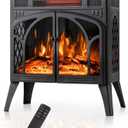 24Inch Electric Fireplace Stove, Free-Standing Infrared Fireplace Stove, Controllable 3D Flame, 4 Variable Flame&Log Colors, 1500w, 5100BTU,TC(50-99),Black,23.5" L X 10.7" W X 24.3" H