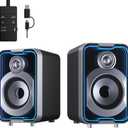 SOULION 2.0 Computer Speakers, 10W USB-Powered Bluetooth Wired PC Speakers with Easy-Control Pod for Desktop, Tiny Desk Soundbar with 5 Mirror-Like LED Light Modes for Monitor Laptop - Black