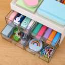 LETURE Desktop Organizer with Drawer, Accessories Stationary Organizer Desk Caddy, Pen/Pencil/Business Card/Sticky Note Tray/Paperclip Holder Storage Box (White)