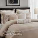 Madison Park Signature Oversized King Comforter Set, Luxury Hotel Style Bedding with Embroidered Details, All Season Down Alternative Comforter, Matching Shams & Decorative Pillows, Taupe, 9 Piece