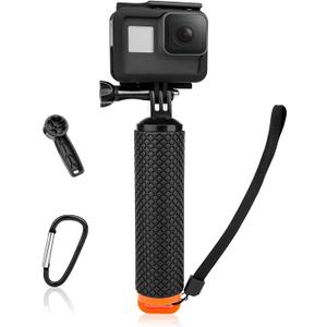 Luxebell Floating Hand Grip, Pole Mount for Gopro Hero 12 11 10 9 8 7 6 5 Max Session 4 3+, Handle Mount Accessories for AKASO EK7000 V50 Pro Brave 4 Campark DJI OSMO Action Camera (Orange)