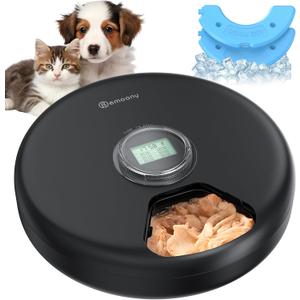 Automatic Cat Feeder Wet Food: Cordless Dog Foods Dispenser - Small Pet Fresh Food Refrigerated Container with 2 Ice Packs - Programmable Timer AA Battery Powered Kitten Feeding - 6 Meals Per Day