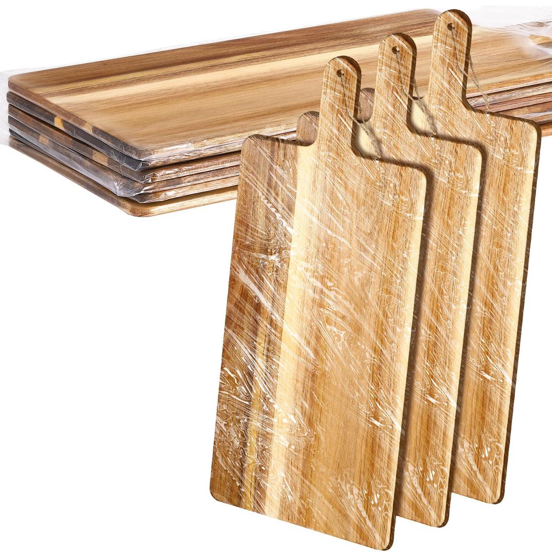 Patelai 6 Pcs Cutting Board Set with Handles 21.5 x 8.75 Inch Laser Engraving Wooden Charcuterie Kitchen Plain Serving Chopping Board Bulk for DIY Housewarming