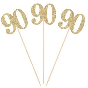 Pack of 9 Gold Glitter 90th Birthday Centerpiece Sticks Number 90 Table Topper Age Letter Decorations