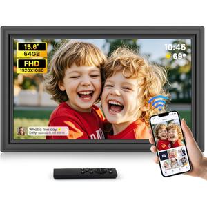 Uhale 15.6" Large Digital Picture Frame 64GB, WiFi Electronic Photo Frames 1920 x 1080 IPS FHD with Remote Control, Wall-Mounted, Support USB/SD Card, Share Photos/Videos Anywhere(No Touchscreen)