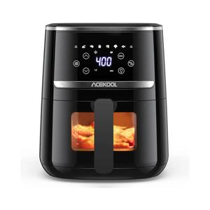 Acekool Air Fryer 5 Quart, Digital Display Air Fryer Toaster Oven Combo with 8 Cooking Presets Oilless Cooker for Quick Meal, Visible Window, UP to 400℉, Dishwasher Safe Basket, Nonstick Silicone Liner, Timer