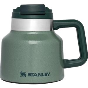 STANLEY Tough-To-Tip Admiral's Mug 20 oz | Twist-on Flip Open Lid | Wide Body with Non-Skid Rubber Base | Insulated Stainless Steel Coffee Cup | BPA-Free | Hammertone Green