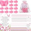 MTLEE 50 Sets Butterfly Baby Shower Party Favors for Guests 50 Butterfly Tea Lights Candles 50 Thank You Cards with Bags Baby Shower Decorations Gender Reveal Return Gift(Pink)