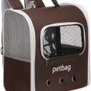Pet Backpack Carrier, Portable and Ventilated, Oxford Cloth, Dogs Cats and Small Animal Travel Bag 14.17", (Brown, 1 Pcs), Intended for Hiking/Camping/Traveling