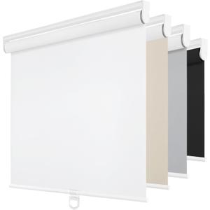 ChrisDowa Cordless Blackout Roller Shades for Windows, Thermal Insulated UV Protection Pull Down Shades, Total Blackout Window Blinds for Home, Office, Bedroom, Door (46" W x 72" H, White)