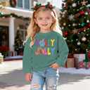GLIGLITTR Toddler Baby Boy Girl Christmas Sweatshirt Xmas Holly Outfit Jolly Pullover Top Holiday Crewneck Long Sleeve Shirts(Teal, 12-18Months)