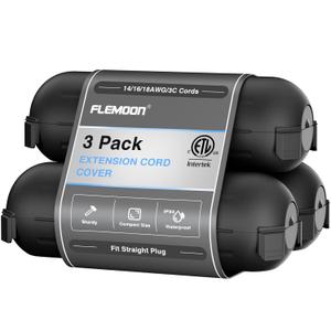 Flemoon [3 Pack] Outdoor Extension Cord Safety Cover with Waterproof Seal, Weatherproof Electrical Connection Box to Protect Outdoor Outlet, Plug, Socket, Christmas Holiday Decoration Light, Black