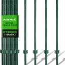 Fence Post 5 Feet / 60 Inch, Pack of 10, Heavy Duty Metal Fence Posts, No Dig U Post with U-Channel, Adjustable Tabs & Anchor Plate, Rust-Proof Steel Fence Stakes for Garden, Farm, Lawn, Poultry