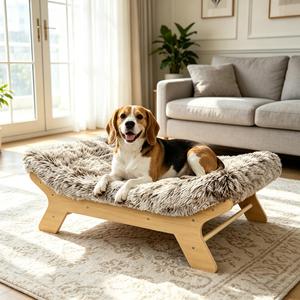 HEAVE SPROUT Small Size Elevated Dog Bed, Natural Finish Raised Dog Bed, Size: 24" x 18⅛" x 7⅞", S_Up to 40 lbs