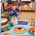 Qinyoung 2026 Graduation Decorations 30 Pcs Glittering Graduation Centerpiece for Tables Sticks Class of 2026 Grad Photo Centerpiece Party Decoration for Table Toppers(Blue Red)