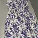 BLENCOT Womens Maxi Summer Casual Dresses Cap Short Sleeve V Neck Beach Flowy Fashion Boho Floral Printed Tie Dresses with Pockets P520 M