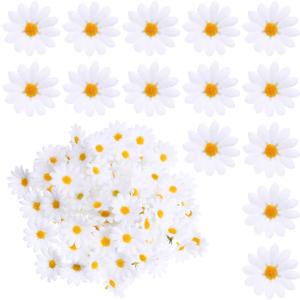 100PCS Fabric Daisy Flower Head, 1.77Inch White Daisy Artificial Flowers Fake Flowers Heads Artificial Gerbera Daisies for DIY Craft Wedding Home Party Decoration