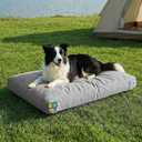 Sytopia 36 Inch Durable Indestructible Dog Bed for Large Dogs, Outdoor Canvas Chew Proof Pet Crate Mat with Waterproof Washable Removable Cover, Indoor Patio Pet Pad for Crate, Light Grey