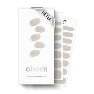 ohora Semi Cured Gel Nail Strips (N Cream Paper) - Works with Any UV Lamps, Salon-Quality, Long Lasting, Easy to Apply & Remove - Includes 2 Prep Pads, Emery Board & Wooden Stick
