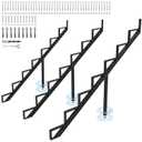 Steel Stair Step Riser 7-Step, Metal Stair Stringer with Reinforcing Support Legs, Heavy Duty Steel Stair Stringer for 57.5" Height Deck and Outdoor Steps (3 Pack)