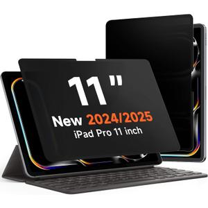 Mamol Upgrade 360° Privacy Screen Protector for Apple iPad Pro 11 inch 5th M4 2024/ 6th M5 2025, Magicsuction 4-Way Anti Spy Glare Blue Light Filter, High Sensitive/Bubble Free/Reusable
