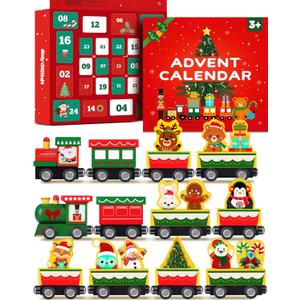 Toddler Advent Calendar 2025-24 Days Magnetic Wooden Animal Train Set Christmas Advent Calendar 2025 for Kids, Countdown Calendar Gifts Montessori Train Stocking Stuffer for Toddlers, Boys and Girls