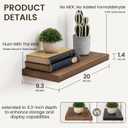Marsmiles Dark Wood Floating Shelves, 20'' Long, 9.3'' Deep, Set of 2