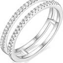 Mameloly Wedding Bands for Women Dainty CZ Cubic Zirconia Half Eternity Stackable Engagement Enhancer Guard Double Ring Size 4-12 (Silver)