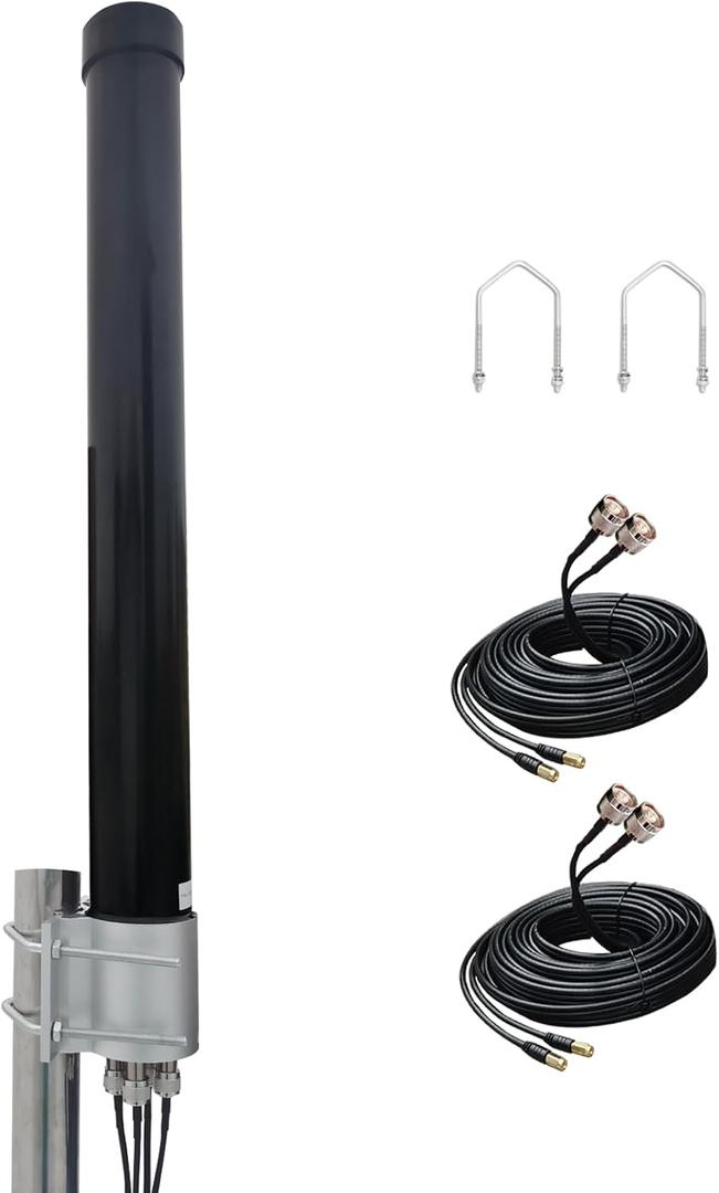 Omni Directional 4x4 MIMO Antenna 5G for t-Mobile, 4G/ LTE/ 5G Cellular Antenna for Router & Gateways, Verizon, AT&T Home Internet, with 2 Dual 10 Meter Cable SMA