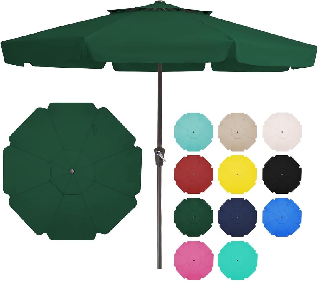 JEAREY 11' 2-Tiers Patio Umbrellas Outdoor Market Table Umbrella w/Crank, 8 Sturdy Ribs, UV Protection Waterproof Sunproof(Dark Green)