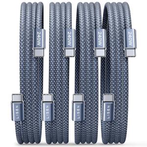 LISEN 240W for Apple USB C to USB C Charging Cable, 4-Packs [6.6/6.6/6.6/6.6FT] for Woven Charge Cable Type C for Apple Devices iPhone 17 Air 16 Pro Max, iPad, MacBook Pro M5 M4 (Midnight)