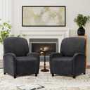 Pushback Recliner Chair, Wing Back Chairs with Arms, Adjustable Modern Single Reclining for Living Room/Bedroom,Fabric Accent Chair Extrathick Cushion (Set of 2, Grey)