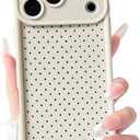 NITITOP Compatible for iPhone 17 Pro Case Vintage Cute Little Polka Dots Pattern for Women Men Girls Boys Full Camera Lens Slim Shockproof Protective Phone Cover - White