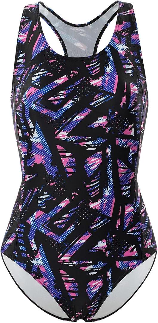 Girls' Swimsuit One Piece Swimming Suits Flyback Swimwear for Practice, Size 16