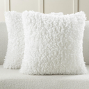 Pack of 2 Decorative Throw Pillow Covers 22x22 Inch,Soft Fluffy Faux Wool Fur Boucle Textured Cushion Case,Modern Home Decor for Couch Bed Living Room Office,Cream White