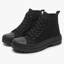 Women's White Platform Sneakers Fashion High Top Canvas Shoes for Women Black Lace-Up Canvas Sneakers Casual Platform Tennis Shoes Size 9