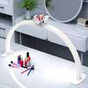 Foldable Large Half Moon LED Light for Table Nail Desk with Phone Stand, Upgrade Arch Light for Nail Techs with Wire Controller for Manicure Tattoo Beauty (White, Large)