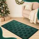 Dunzy Christmas Door Mat Christmas Tree Front Door Welcome Mat Anti-Slip Rubber Doormat Dark Green Absorbent Mud Dirt Resist Doormat for Winter Holiday Xmas Home Bedroom Kitchen