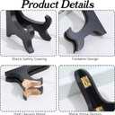 12 Pack 4 Inch Wooden Display Stand, Small Plate Easel Holder for Picture Frames, Artwork, Collectible Plates, Tiles & Dessert Cards, Black Wood Finish with Gold Iron Latch