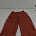 GRAPENT Capri Pants for Women High Waisted Wide Leg Linen Palazzo Trousers Pull On Elastic Smock Waist Loose Flowy Pants (Large, Rust)
